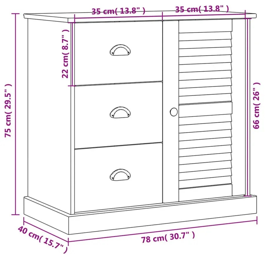 Sosnowa biała komoda z 3 szufladami M5-N98