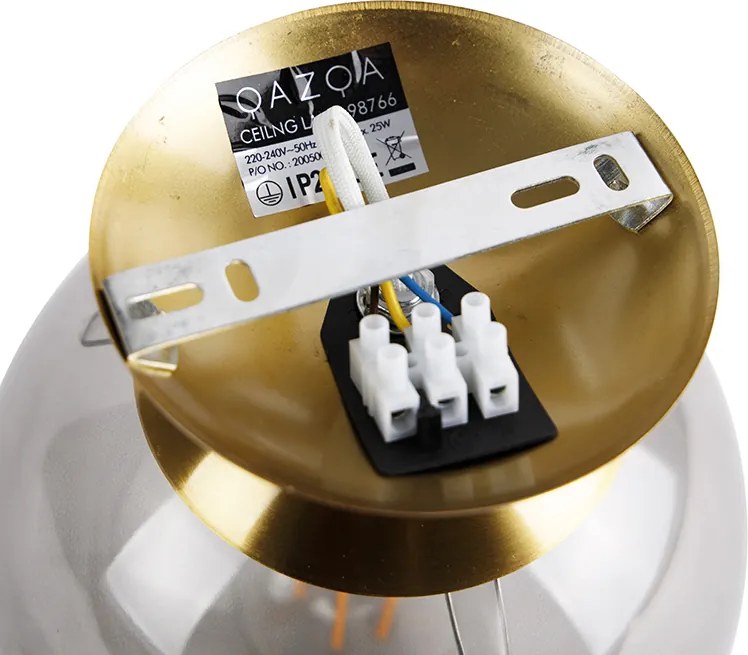 Inteligentna lampa sufitowa mosiężna z przydymionym szkłem z WiFi ST64 - Pallon