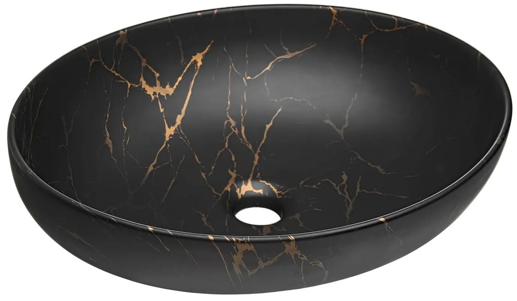 Czarna okrągła ceramiczna umywalka nablatowa B1-R56