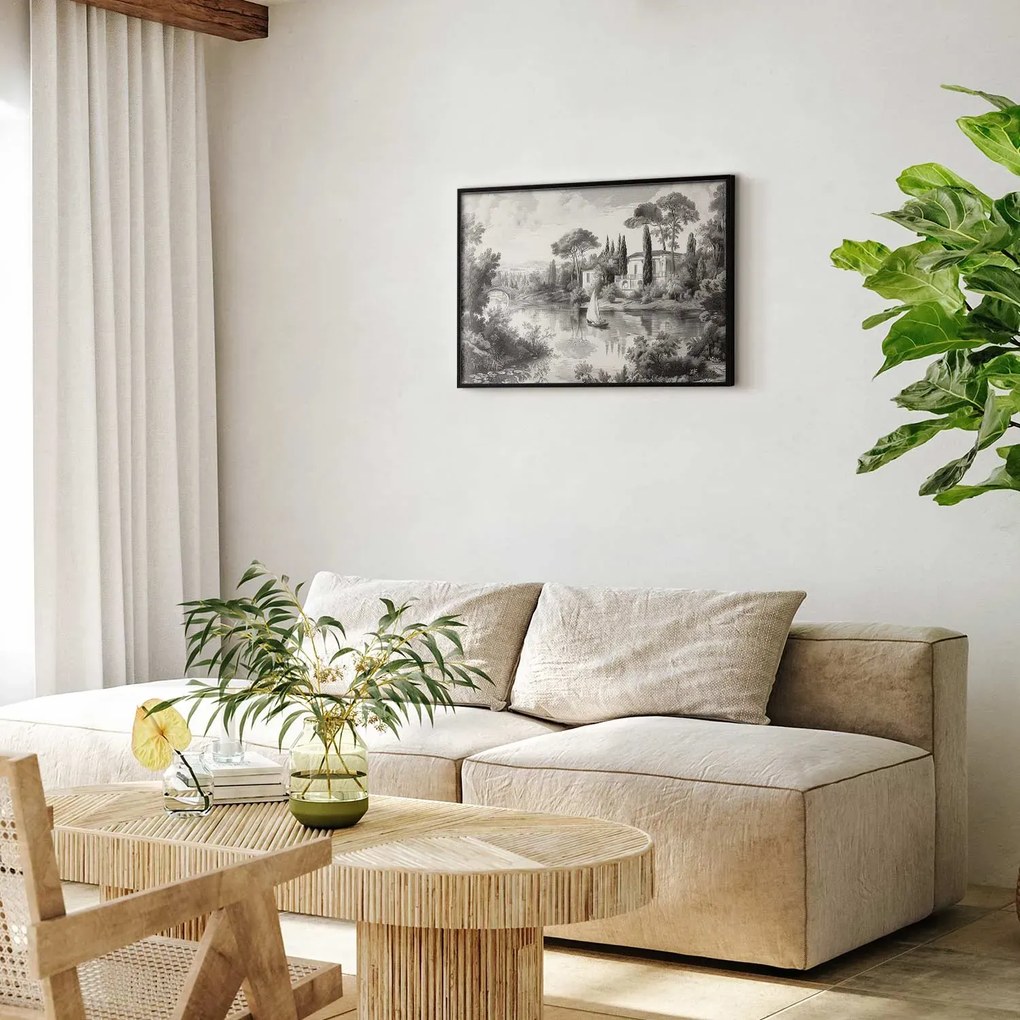 Plakat Pejzaż vintage 90x60 cm z ramą czarną bez marginesu ARTGEIST B
