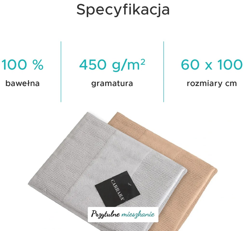 Ręcznik CARRARA 60x100 cm jasnobrązowy, 100% bawełna