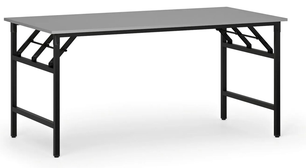 Stół konferencyjny FAST READY, 160x80 cm, czarna podstawa, szary