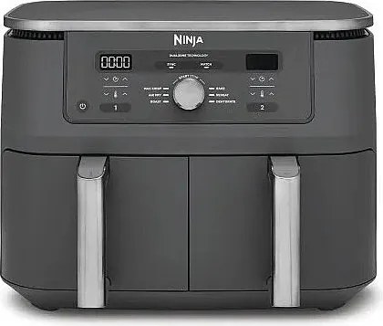 Frytkownica na gorące powietrze Ninja DZ400EU podwójna 9,5 L 2470 W szara z pokrętłami