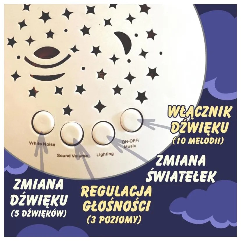 Woopie baby przytulanka usypiacz projektor 2w1 sówka - 10 kołysanek