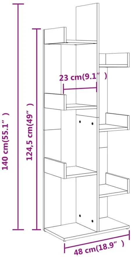 Nowoczesny regał z półkami beton - Forner 3X