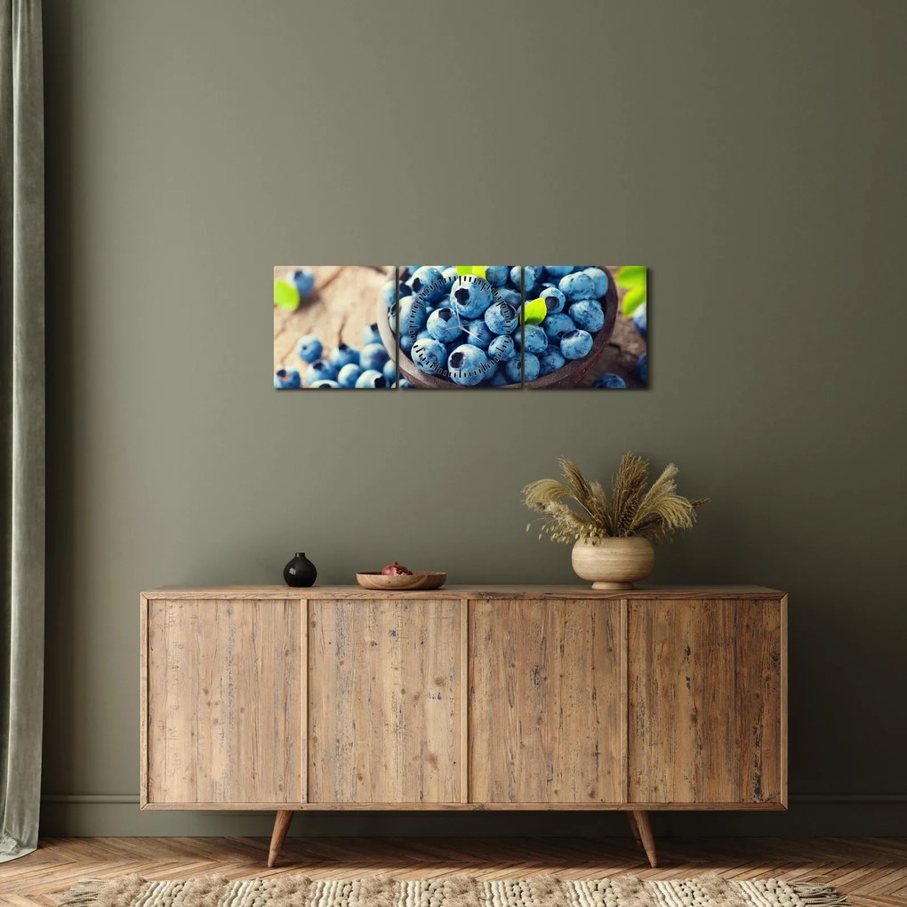 Obraz - Jagody (z zegarem) (90x30 cm)