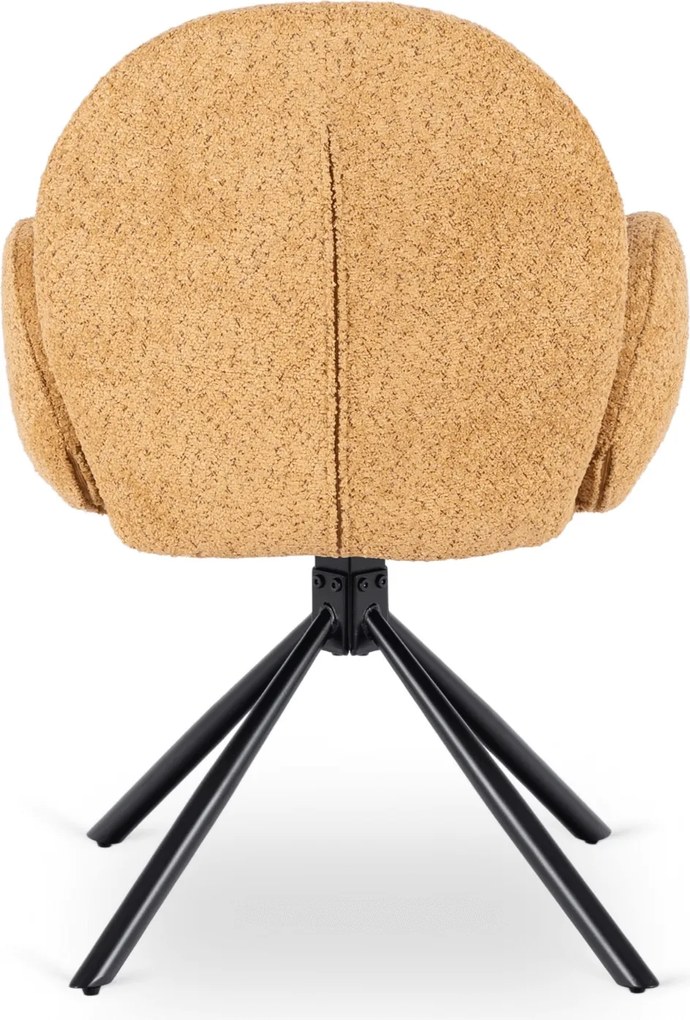 Krzesło Tapicerowane Obrotowe do Salonu MUSSO Musztardowe Nowoczesne