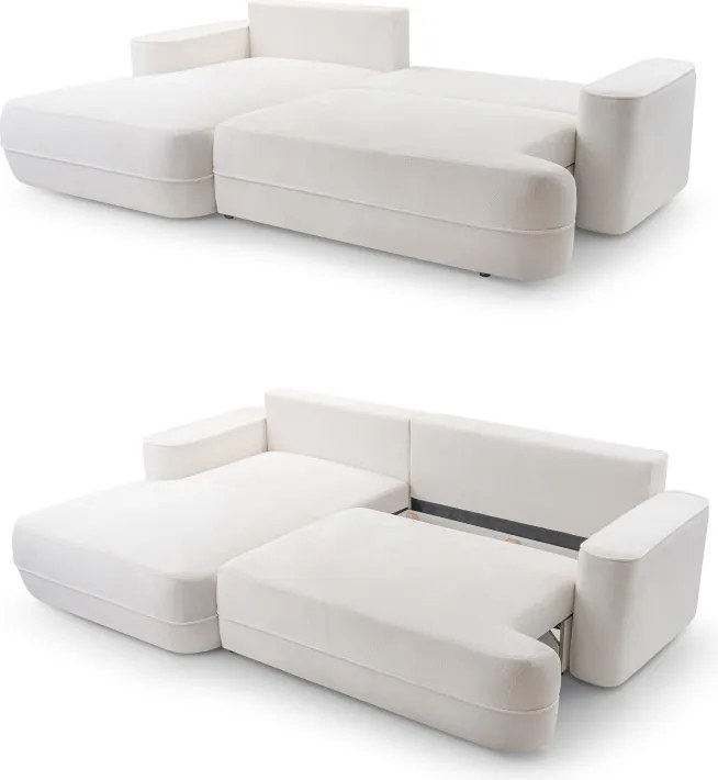 Narożnik FUEGO wolnostojący układ L strona Prawa z funkcją spania w tkaninie Bubble 08