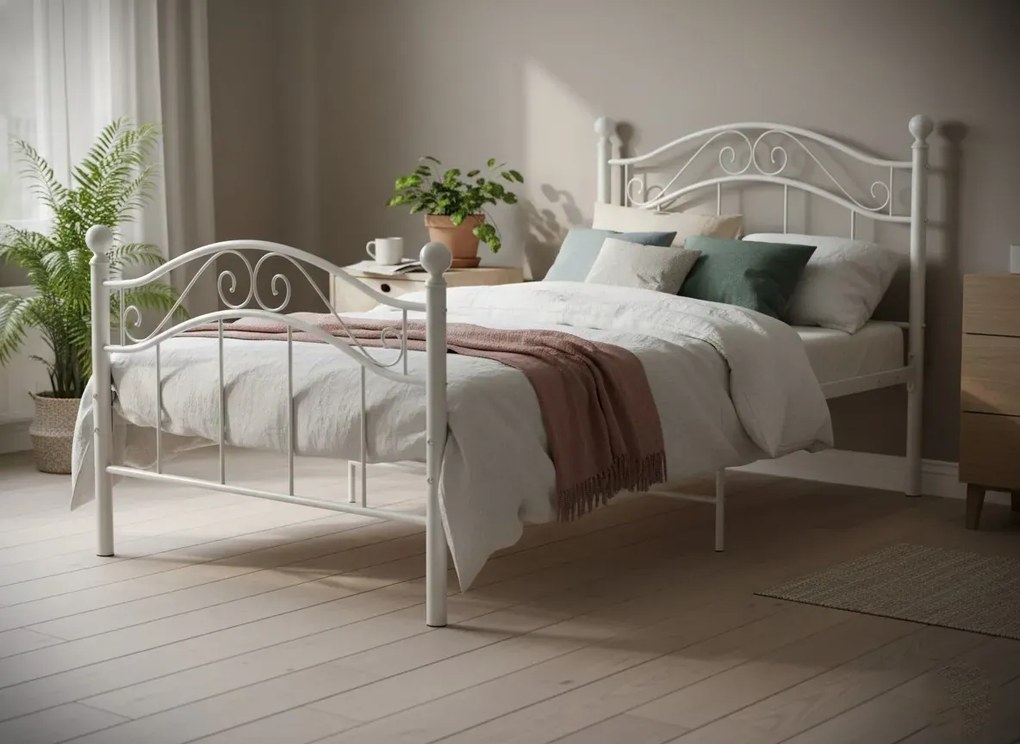 Białe loftowe łóżko z metalu 100x200 cm C0-Z90