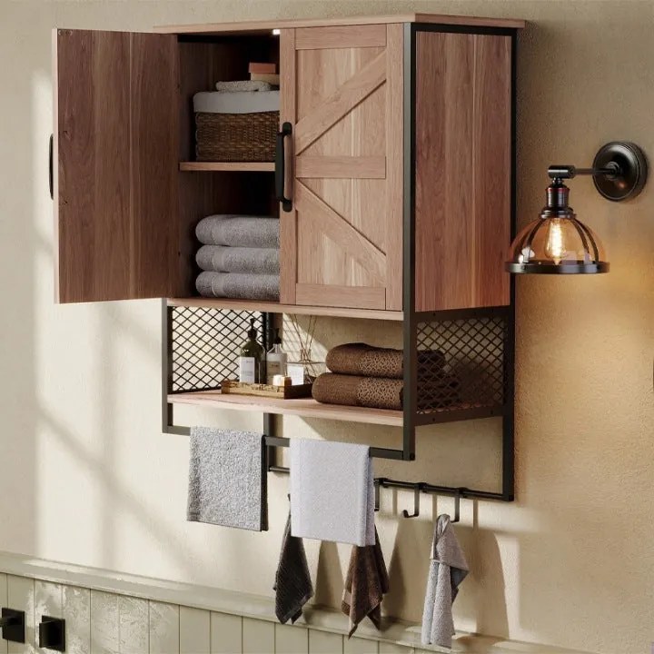 Szafka Łazienkowa Wisząca Loft – Rustykalna z Wieszakiem 66 cm
