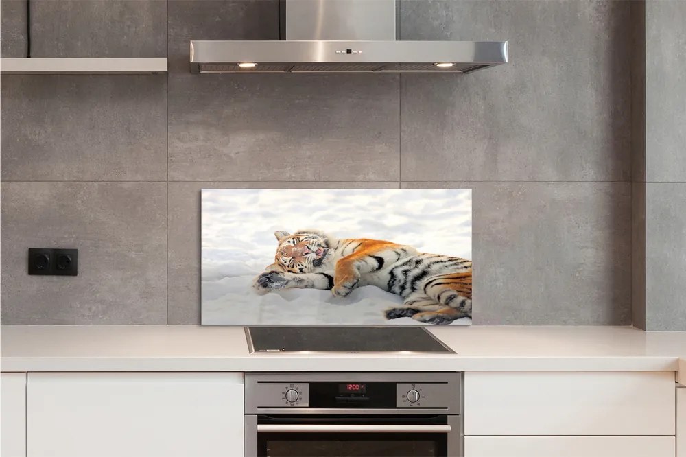 Szklany Panel Zimowy Portret Tygrysa