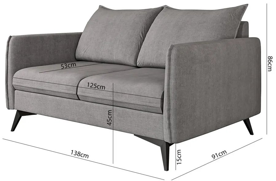 Szara sofa 138 cm Juli Bis – Ropez