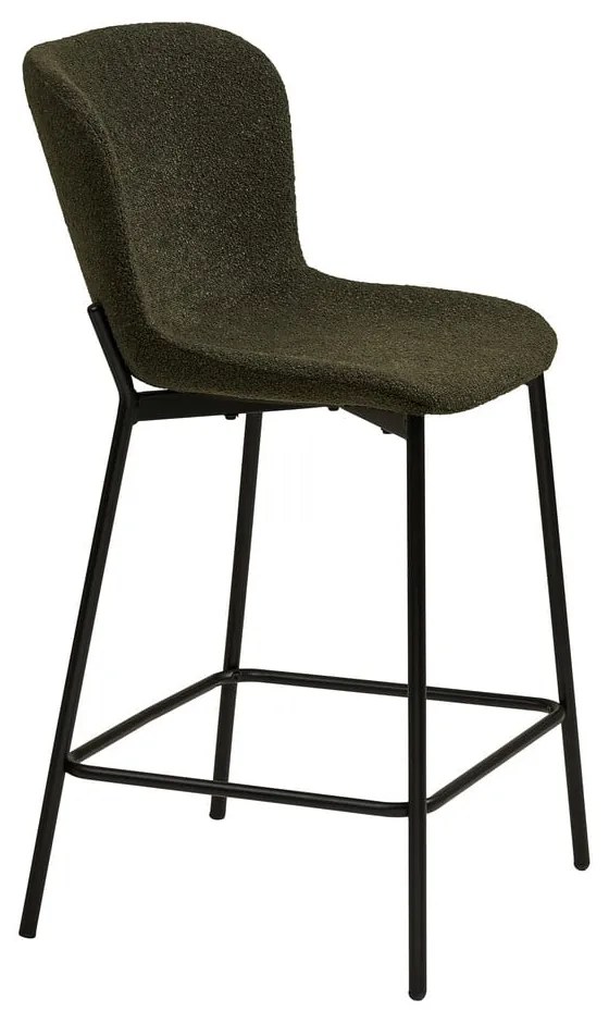 Ciemnozielony tapicerowany hoker (wysokość siedziska 65 cm) Maceda – House Nordic