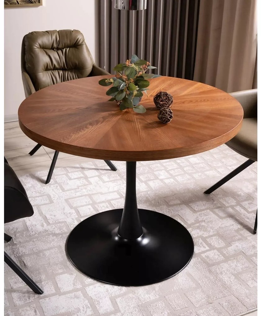 Okrągły stół jadalny AMADEO 100x100 cm, dekor orzech