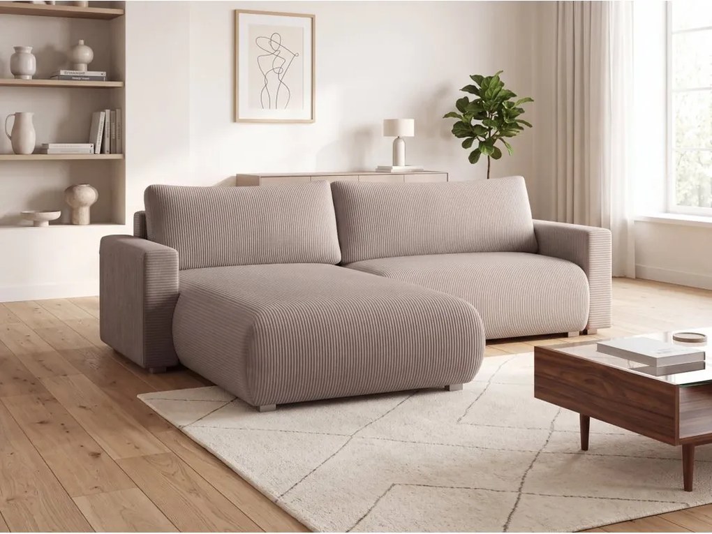 Beżowa rozkładana narożna sofa TAFIRA, dwustronna