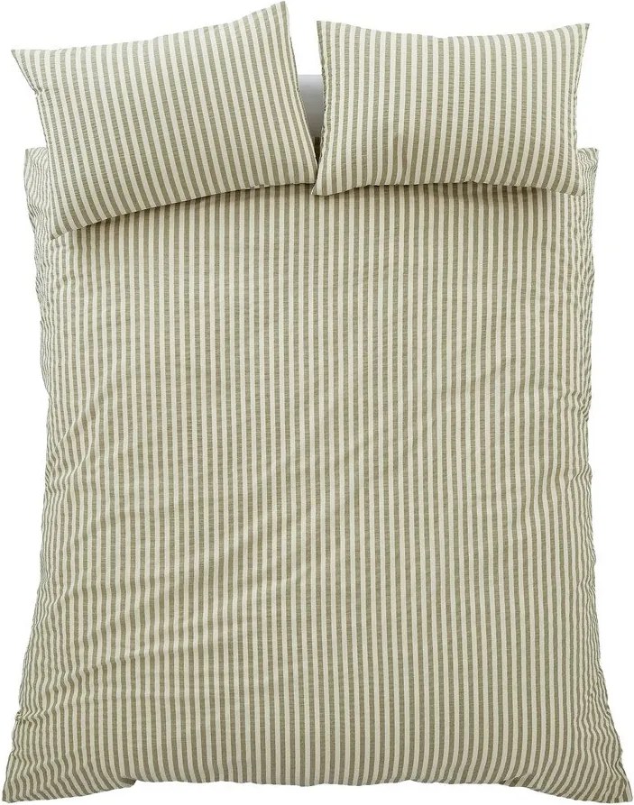 Zielona pościel jednoosobowa 135x200 cm Cotton Rich Woven Stripe – Pineapple Elephant