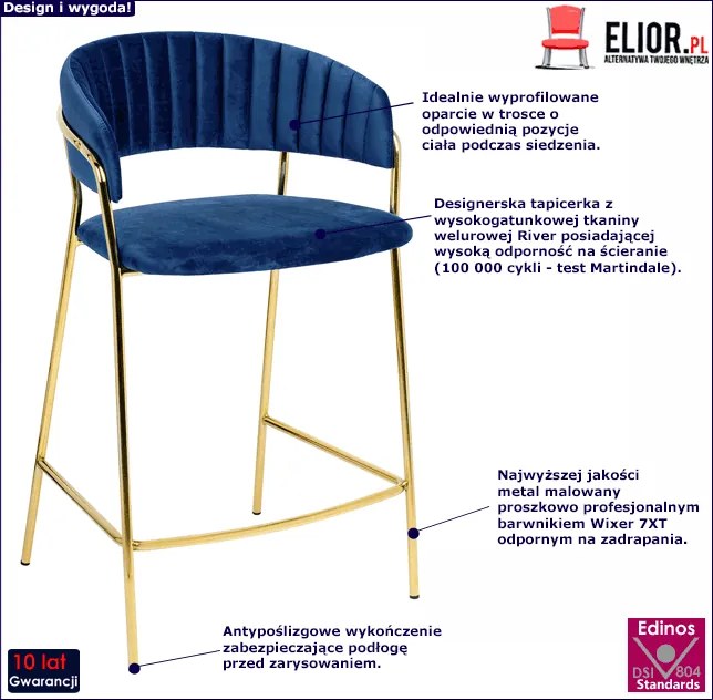 Granatowo-złoty hoker welurowy w stylu glamour - Olva 4X