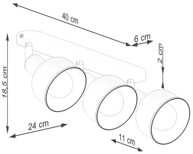 Czarna metalowa lampa sufitowa z 3 ruchomymi kloszami - A624-Wersas