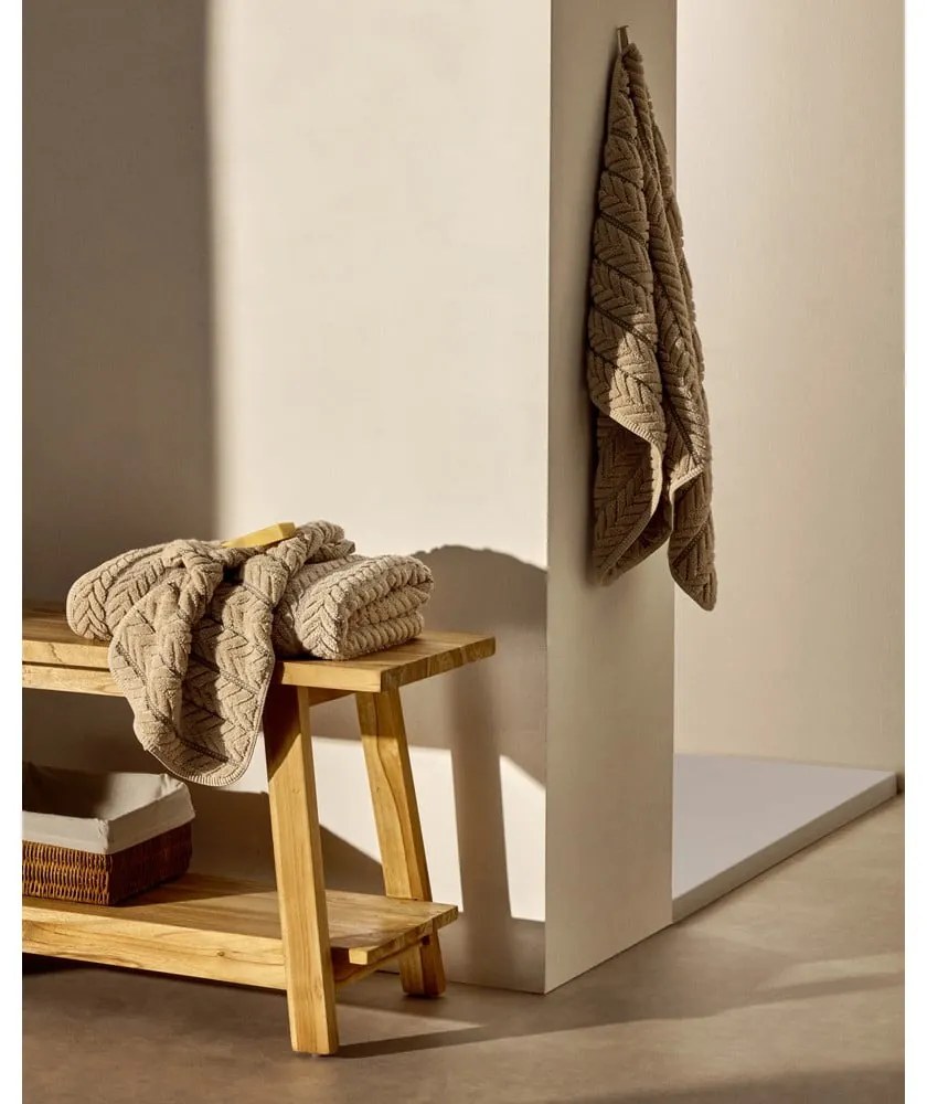 Beżowy bawełniany ręcznik frotte 30x50 cm Rune – Kave Home