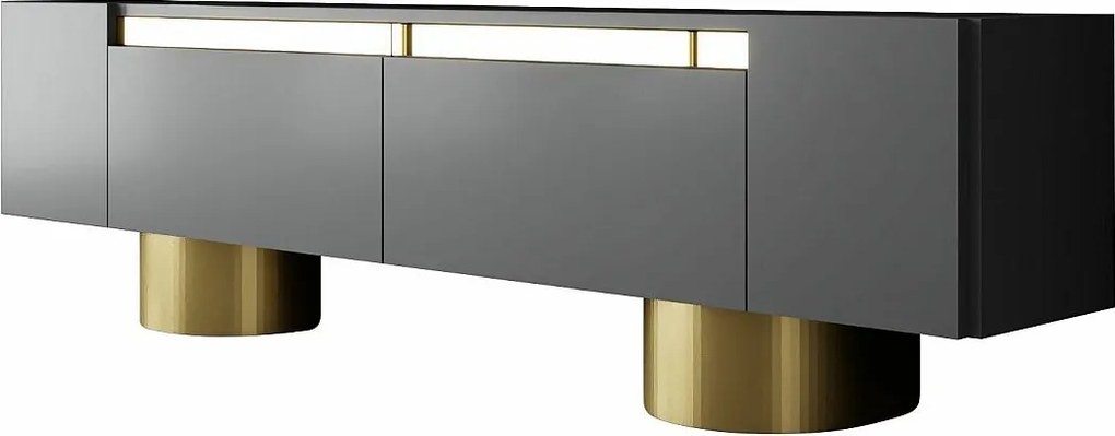 Stojak pod TV – 180 x 50 x 30 cm – Antracyt i złoto – Płyta MDF pokryta melaminą