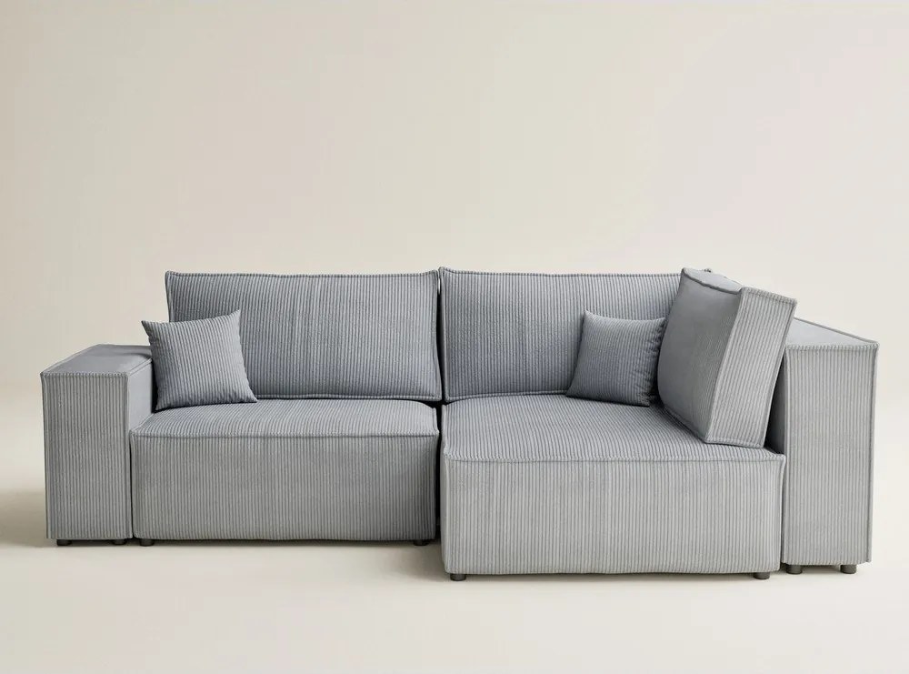 Szary sztruksowy rozkładany narożnik ze schowkiem (prawostronny/w kształcie litery L) Tonga – Maison de Rêve