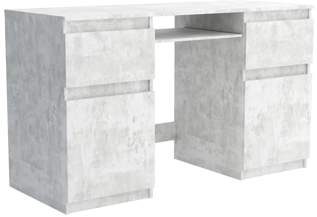 Biurko komputerowe młodzieżowe szkolne 140 cm z półką szufladami REMI2 Beton
