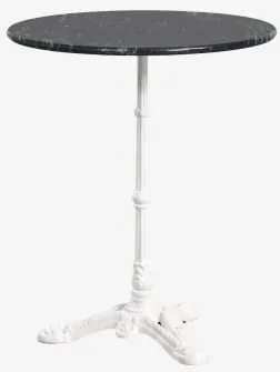 Okrągły Stolik Barowy Ø60cm Z Naturalnego Kamienia Azteca Zielony Marmur Big Flower - Lodowcowa Biel - Sklum