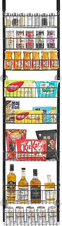 Organizer do Spiżarni SucceBuy, z 8 Poziomami Wiszących Półek, Czarny, do Kuchni, Spiżarni, Salonu