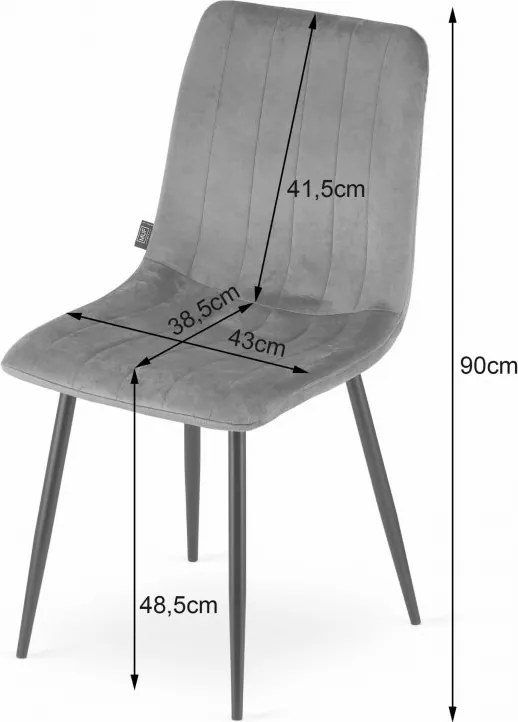 Ciemnoszare aksamitne krzesło LAVA GRAPHITE GRAY