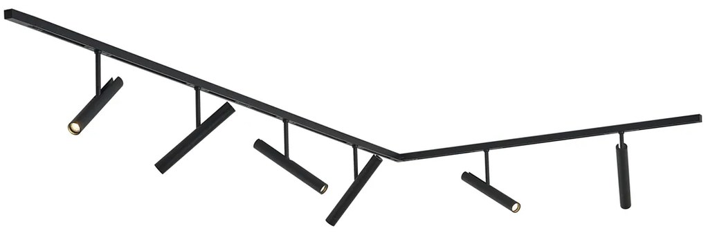 Nowoczesny system szynowy czarny z 6 reflektorami czarnymi 1-fazowy - Slimline Avery Nowoczesny Oswietlenie wewnetrzne
