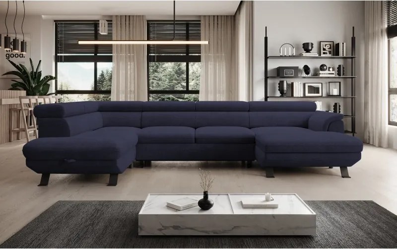 Narożnik RAVEN XL wolnostojący z funkcją spania tkanina Artico 37438 Morski WERSAL