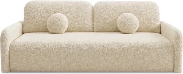 Sofa DUO Rozkładana Dwuosobowa Beżowa Boucle Japandi