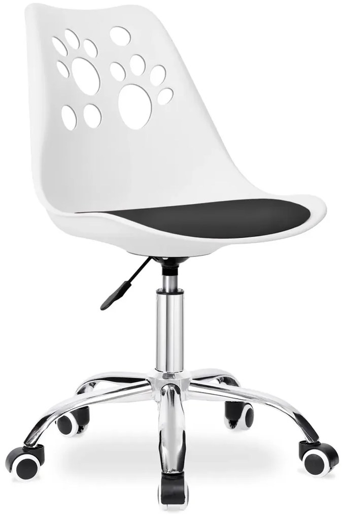 Biały fotel obrotowy z czarną poduszką S6-H77