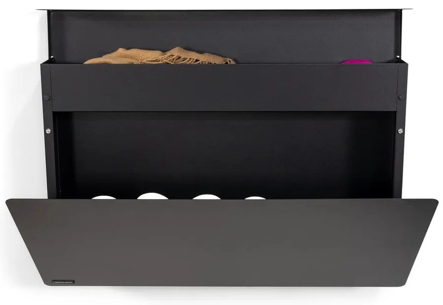 Czarna metalowa uchylna/wisząca szafka na buty 78x48x13 cm Luigi – Spinder Design