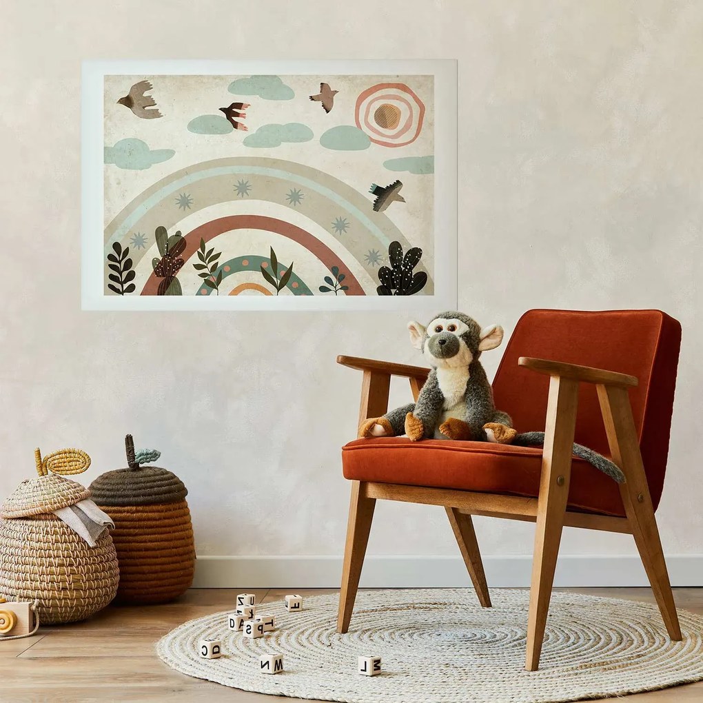 Plakat Tęcza i ptaki 90x60 cm bez ramy z marginesem ARTGEIST B