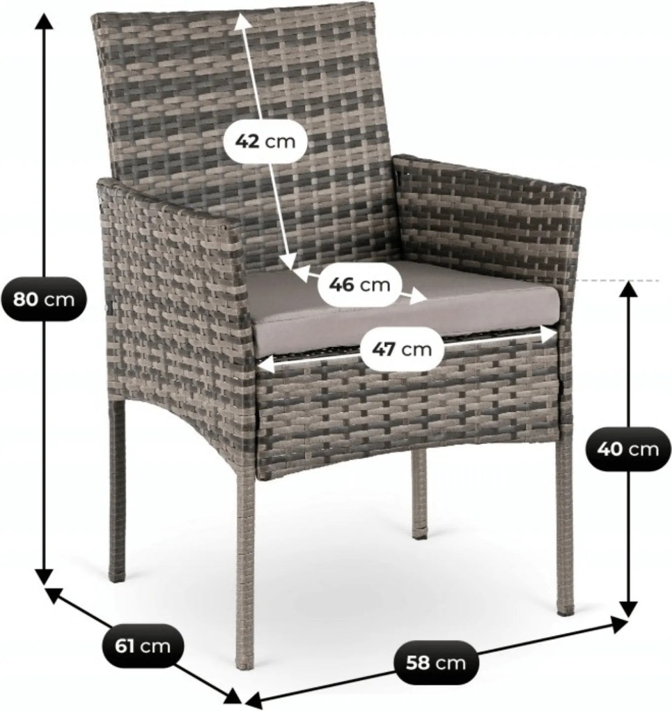 2x Krzesło Ogrodowe CORTO Szare Nowoczesne