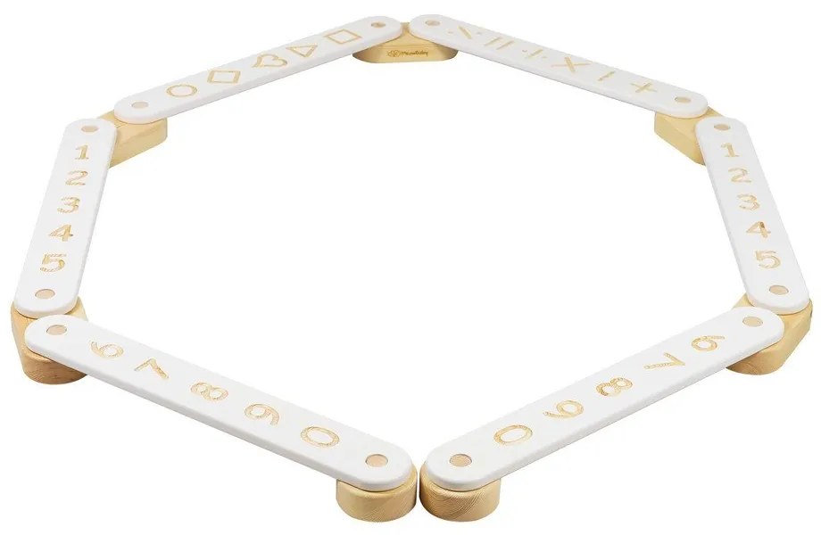 Biały tor sensoryczny z litego drewna sosnowego 10x408x5 cm Montessori – Meowbaby