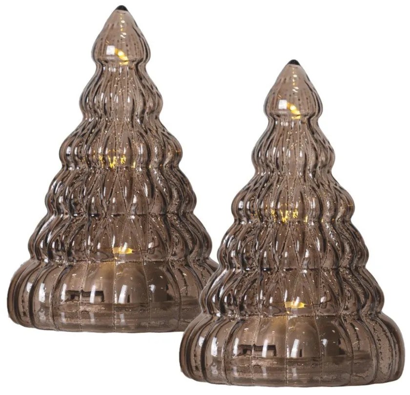 Ciemnobrązowe dekoracje świetlne zestaw 2 szt. na baterie ø 6,5 cm Lucy Tree – Sirius