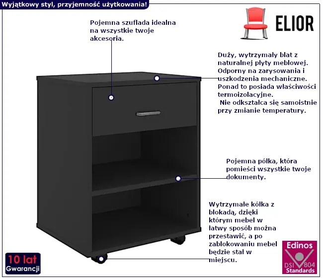 Czarny kontenerek biurowy D9-A95