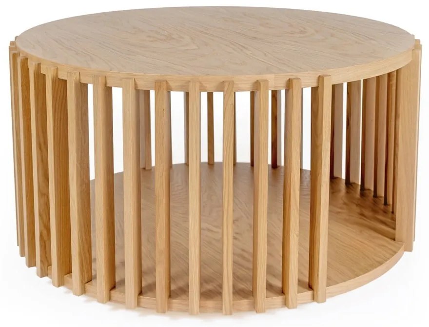Stolik z drewna dębowego Woodman Drum, ø 83 cm