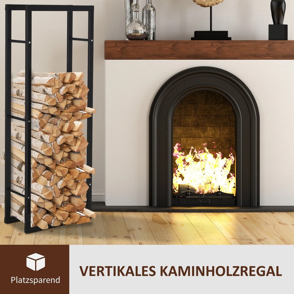 Homcom® Regał Na Drewno Opałowe Stal Czarny