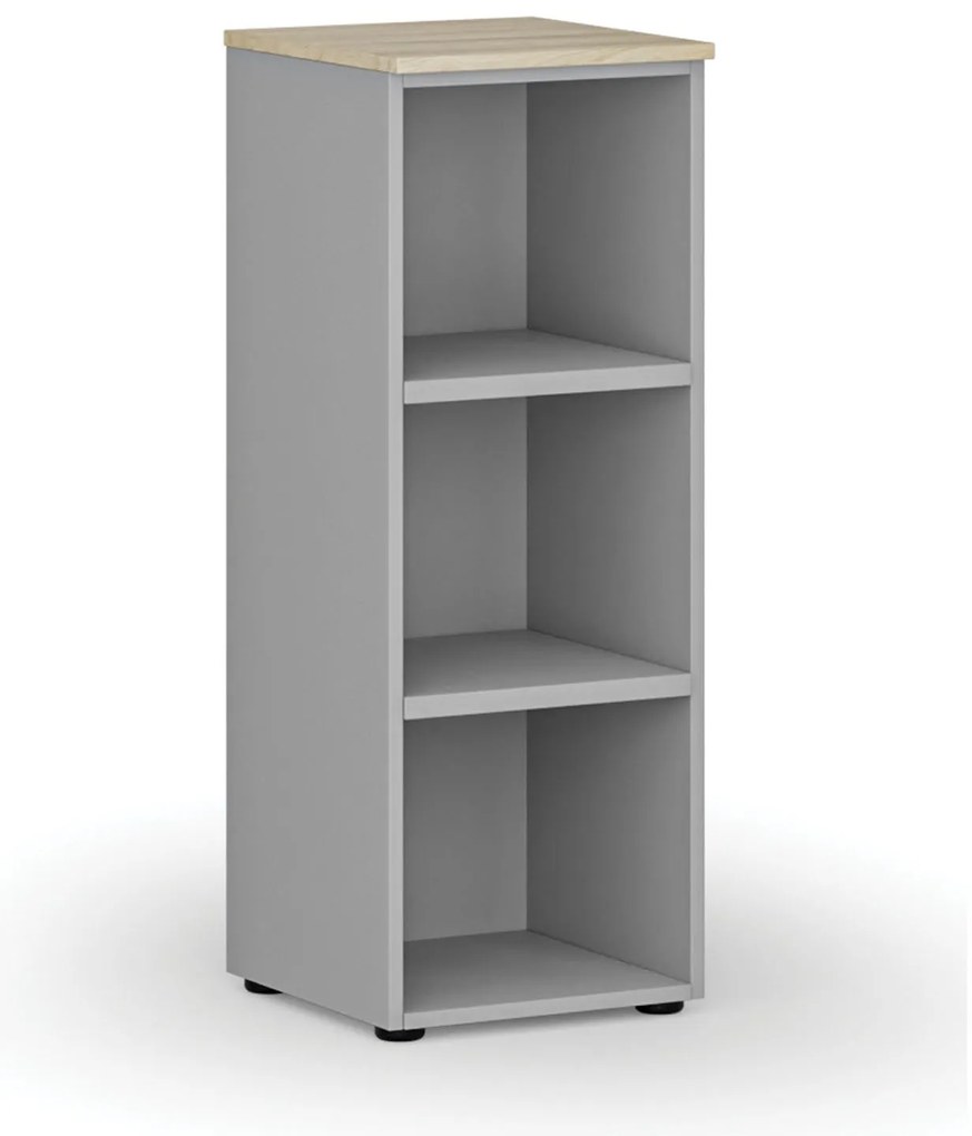 Regał biurowy PRIMO GRAY, 400 x 420 x 1087 mm, szary/dąb naturalny