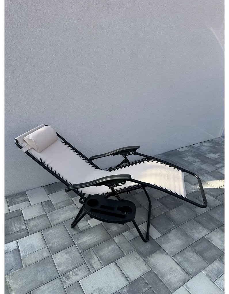 Plażowy fotel ogrodowy z podnóżkiem Regina, beżowy