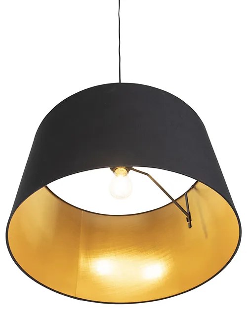 Lampa wisząca klosz bawełniany czarno-złoty 50cm - Combi klasyczny/Antyczny Oswietlenie wewnetrzne