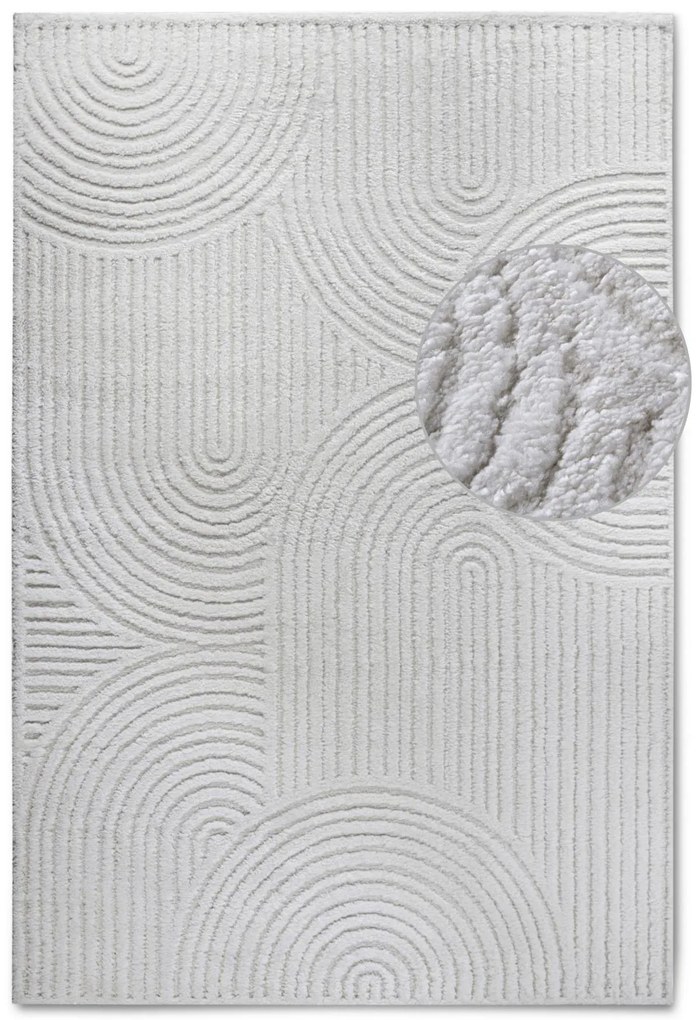 Dywan nowoczesny Gallery 3D Koła kremowy 160 cm x 235 cm