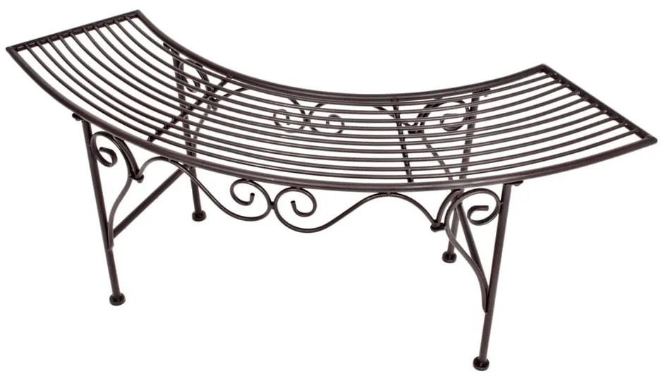 Czarno-ciemnobrązowa metalowa ławka ogrodowa Fuego – Garden Pleasure