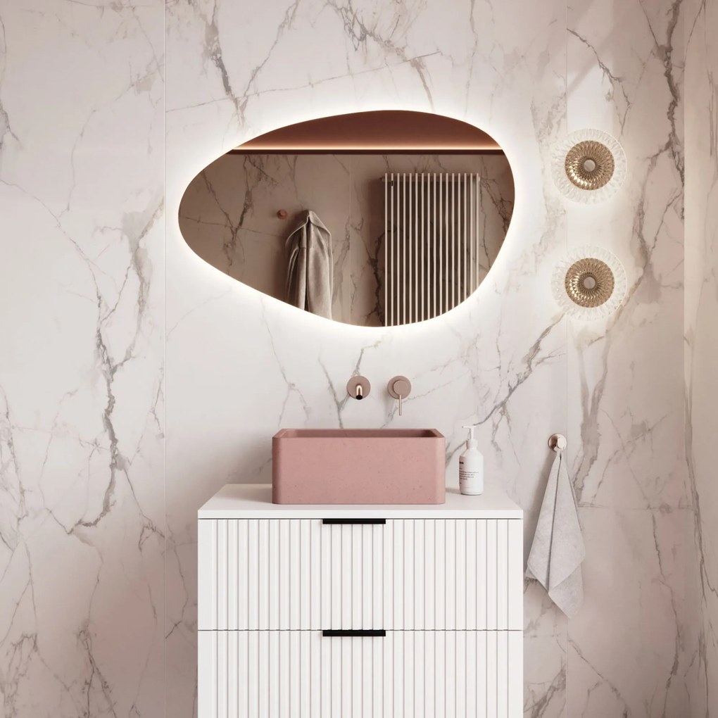 Lustro o nieregularnym kształcie oszlifowane bez ramy podświetlane MISTRAL LED | Różne rozmiary : Kolor tafli szkła - Brąz, Rozmiar - 120 x 60 cm