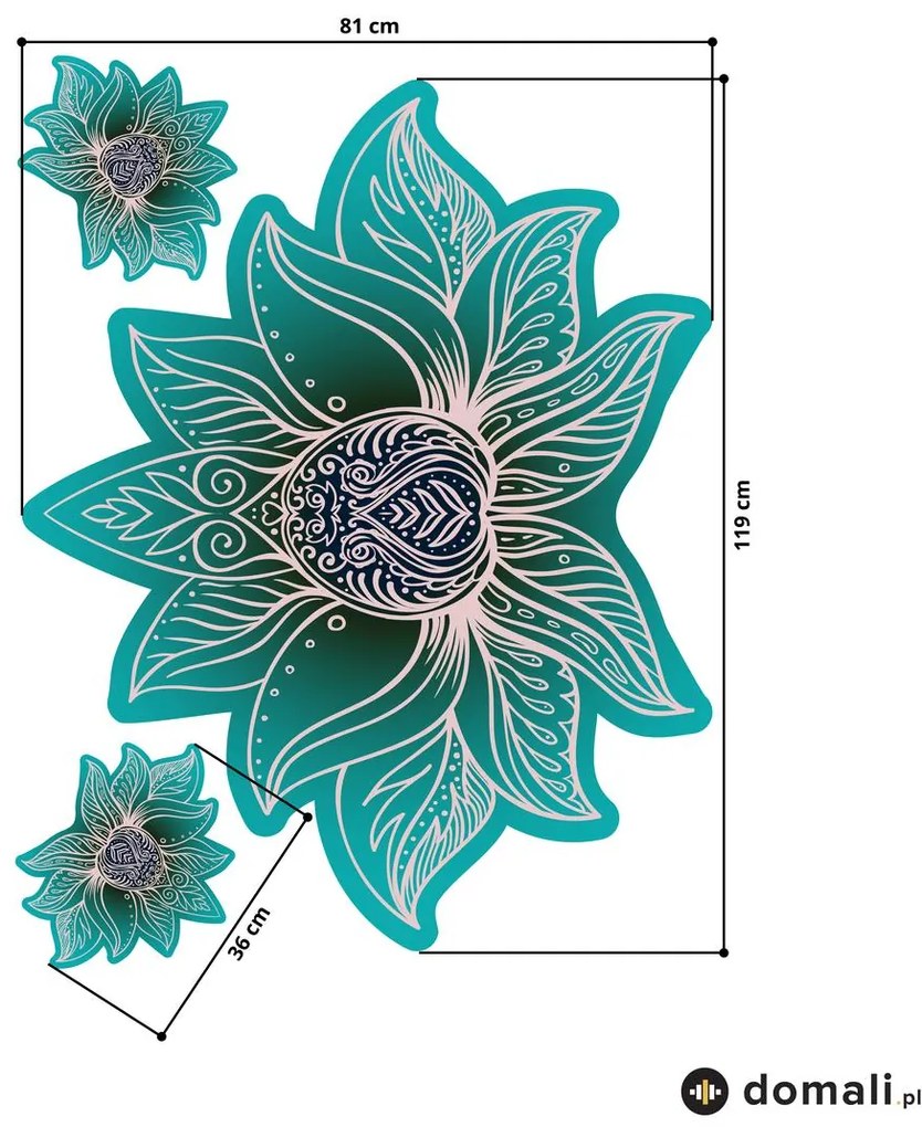 Naklejki na ścianę - Lotosowa Mandala Turkus