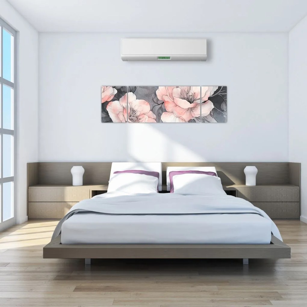 Obraz - Szkic kwiatów (170x50 cm)