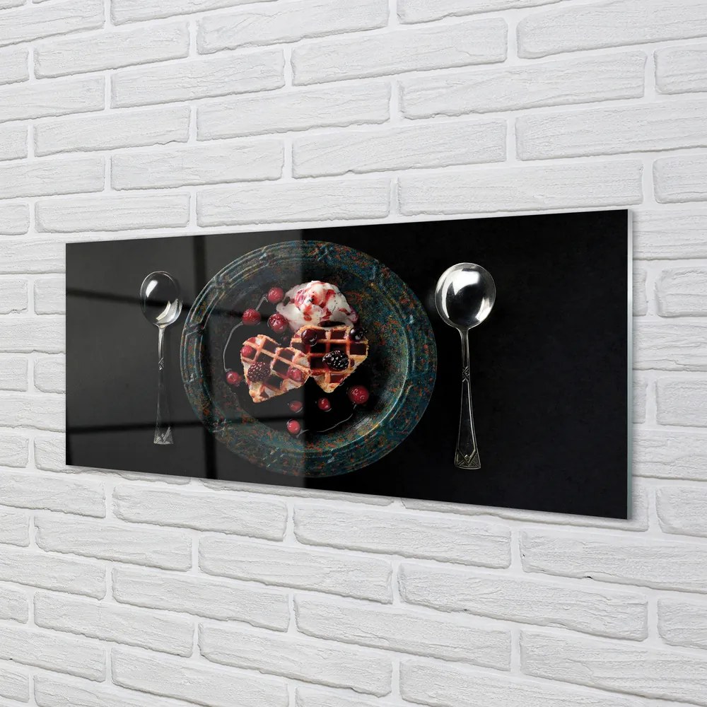 Szklany Panel Gofrowe Serca z Lodami